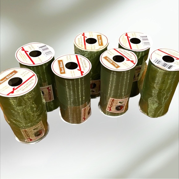 Other - Lot/7 Sheer Ribbon Green 4.45” New!